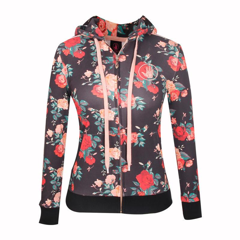 red hoodie fashion full printing ladies coat