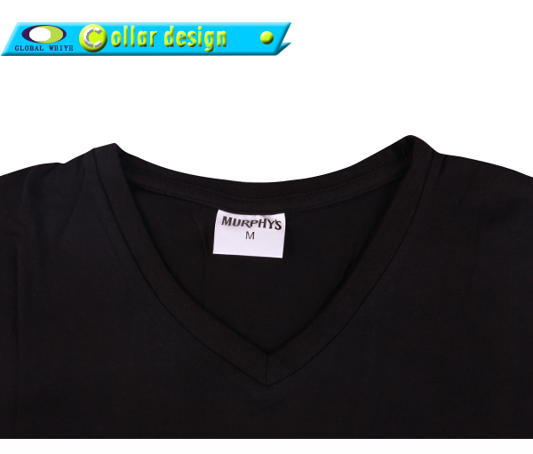 男士黑色印花V领短袖广告宣传T恤打底衫定制