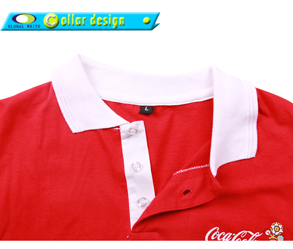 定做男士红色印花白领翻领短袖广告宣传T恤衫定制