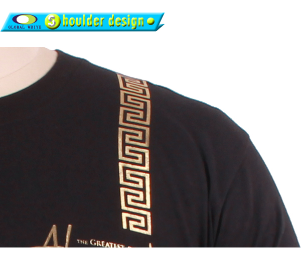 订制男士广告宣传衫黑色金粉印圆领短袖T恤衫定制厂家