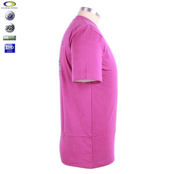 订制男士广告宣传衫玫红色后背印花圆领短袖T恤衫定制工厂