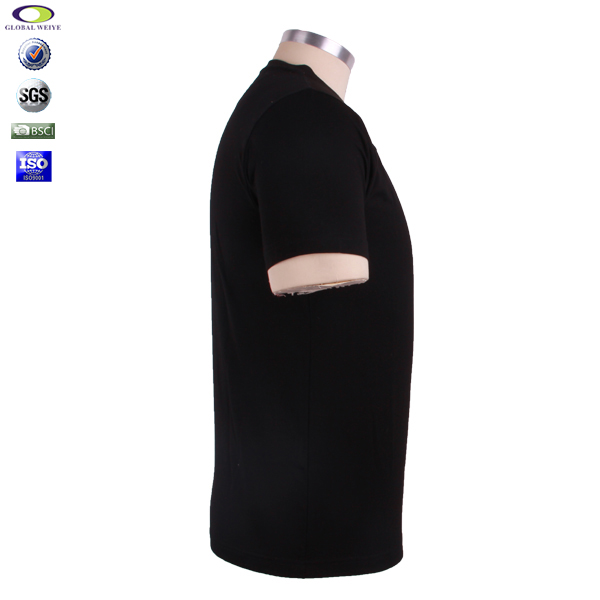 男士广告宣传衫黑色印花圆领短袖特殊袖T恤衫订制工厂