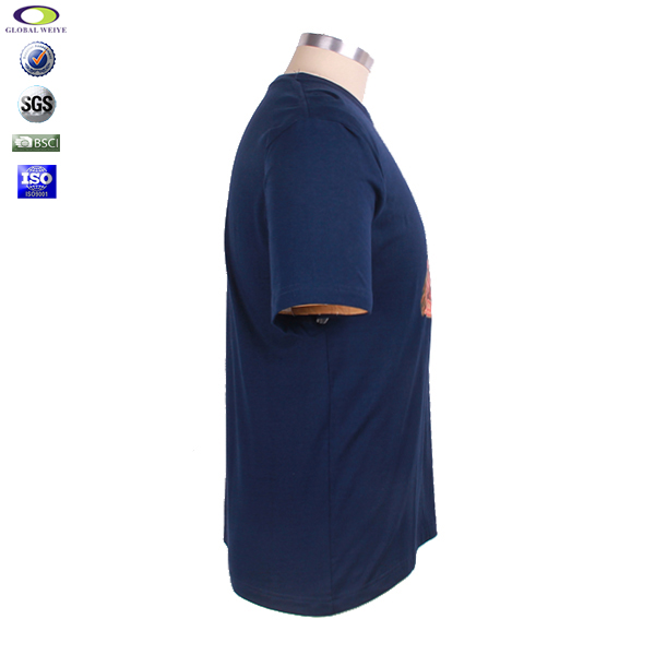 男士广告宣传衫藏蓝色烫画圆领短袖T恤衫订制工厂