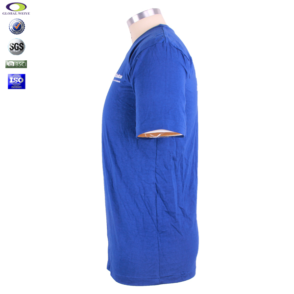 男士广告宣传衫蓝色圆领印花短袖工作服定制厂家