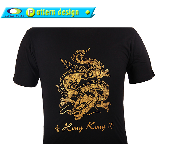 黑色团队广告宣传衫金粉印圆领纯棉短袖男士T恤衫定制厂家