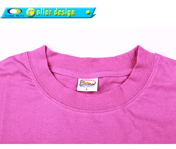 男士玫红色口袋宣传衫印花圆领短袖团队工作服