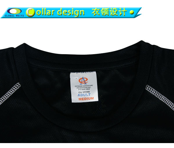 定制长袖插肩俱乐部男士黑色网眼全涤印花T恤衫