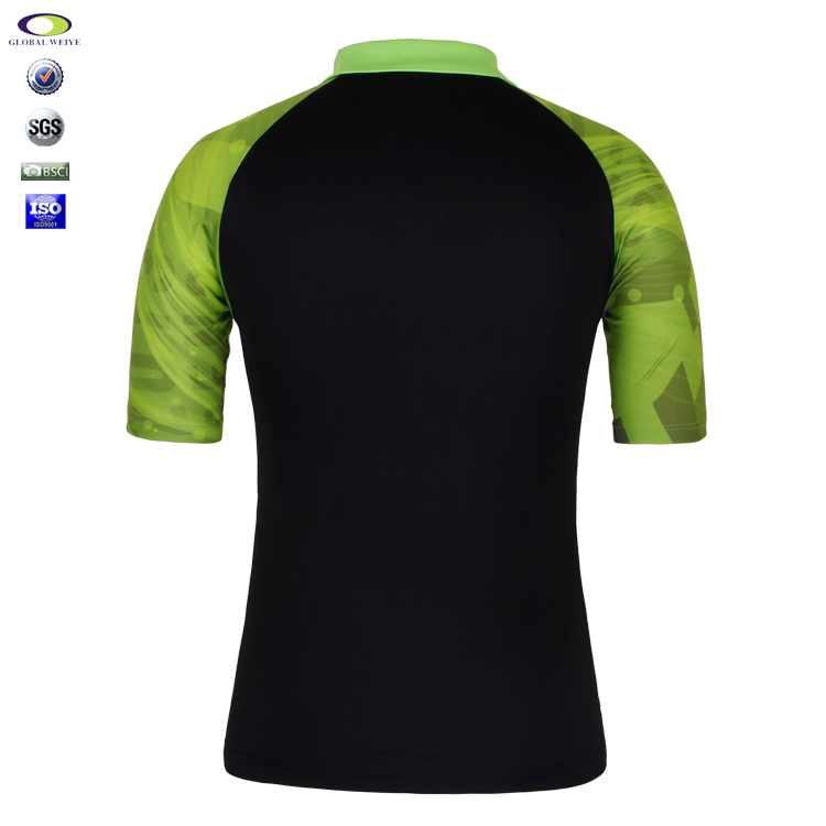定做男士全涤绿黑拼接刺绣POLO衫翻领短袖T恤