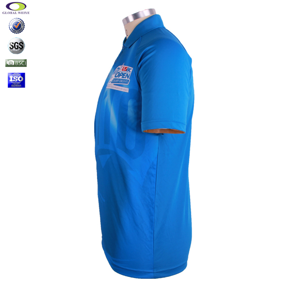 定制男士全涤蓝色热升华POLO衫翻领短袖T恤