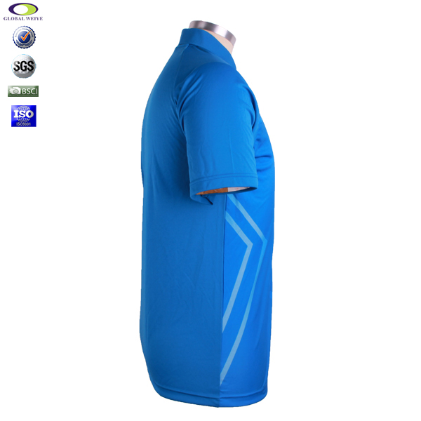 定制男士全涤蓝色热升华POLO衫翻领短袖T恤