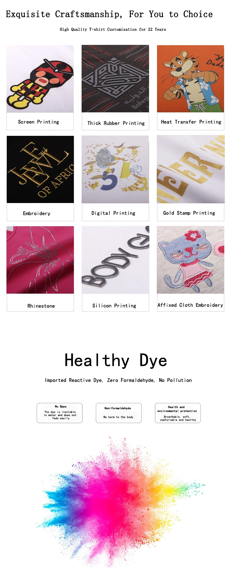Brand Quality China Factory 100 Cotton Custom Printing T Shirt for Women