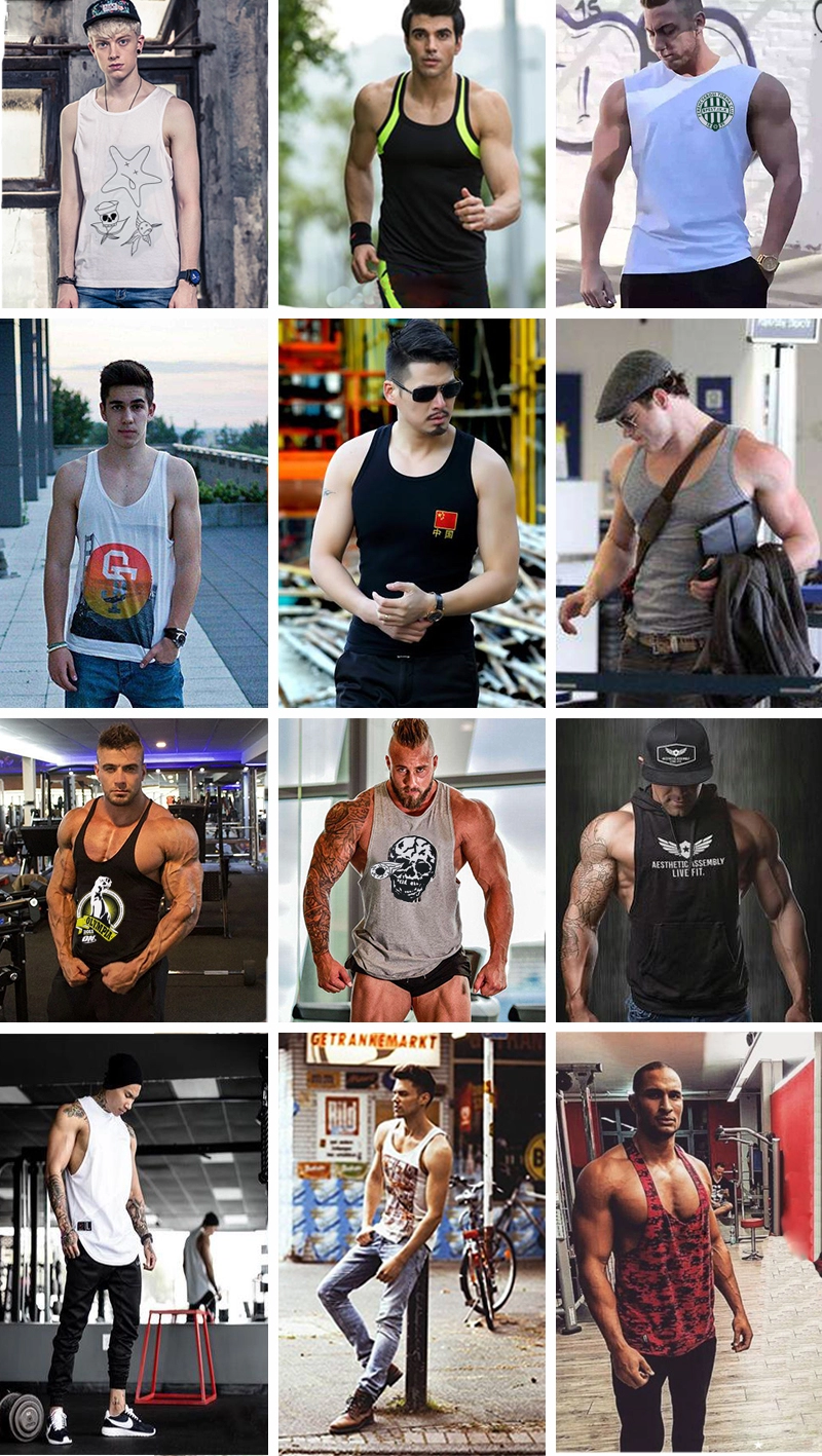 Design Your Own Cotton Plain Bodybuilding Custom Fitness Stringer Gym Tank Top For Men