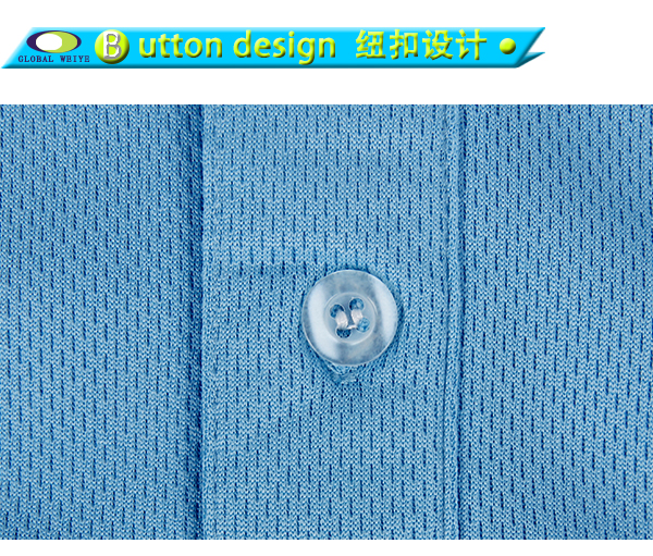 男士全涤淡蓝色空白POLO衫翻领短袖T恤衫定制