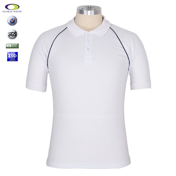 男士全涤白色空白POLO衫翻领短袖T恤衫定制厂家