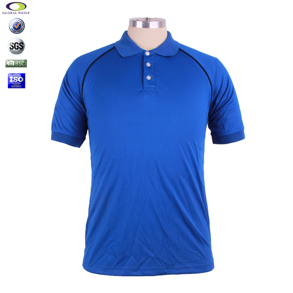 男士全涤深蓝色空白插肩POLO衫翻领短袖T恤衫定制工厂