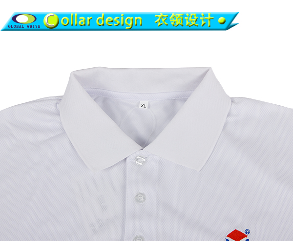 订制男士全涤白色刺绣POLO衫翻领短袖T恤衫