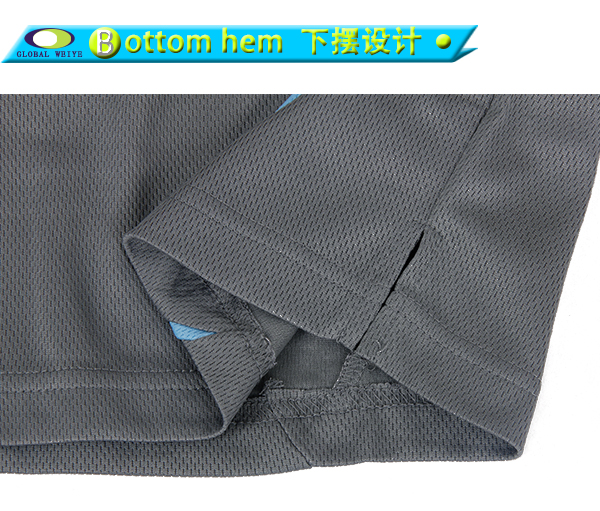 订制男士银灰蓝色拼接POLO衫翻领刺绣短袖T恤衫定制工厂