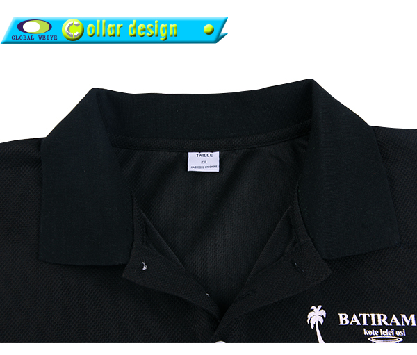 男士黑色翻领印花短袖Polo衫全涤网眼T恤衫定制厂家
