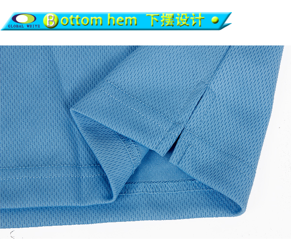 男士淡蓝色翻领空白短袖Polo衫全涤网眼运动T恤衫定制