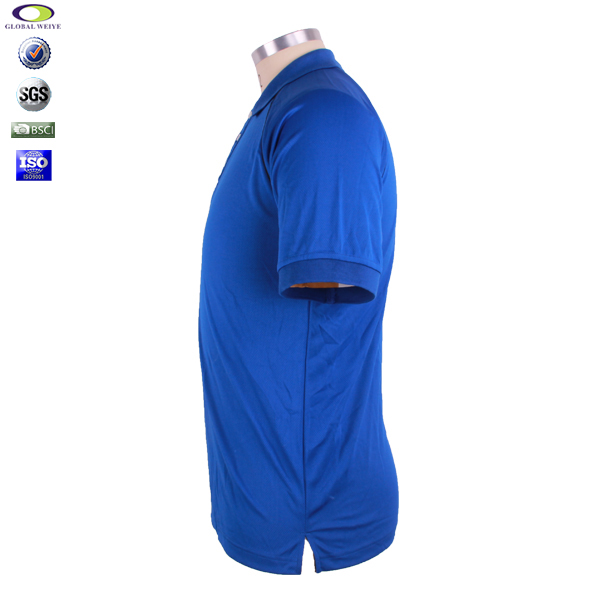 男士蓝色翻领空白插肩袖Polo衫全涤网眼运动短袖T恤衫定制