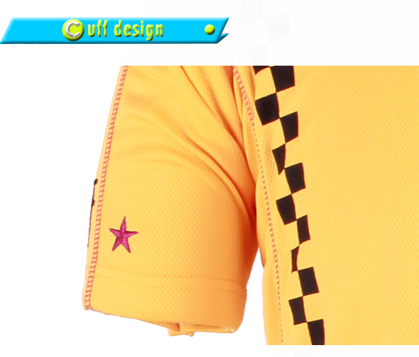 男士黄色全涤刺绣印花圆领短袖T恤衫定制厂家