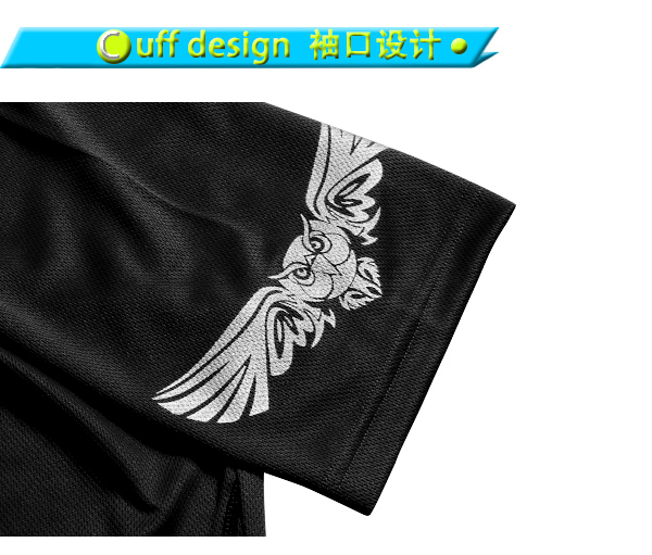 订制男士全涤黑色印花圆领插肩短袖运动服T恤衫