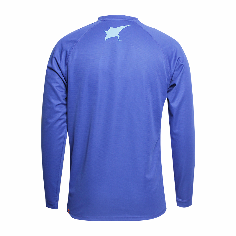 订制男士蓝色全涤圆领印花长袖T恤衫广告衫定做