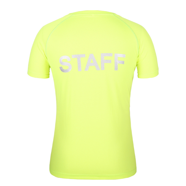 订制男士荧光绿色全涤圆领反光印花短袖T恤衫广告衫定做