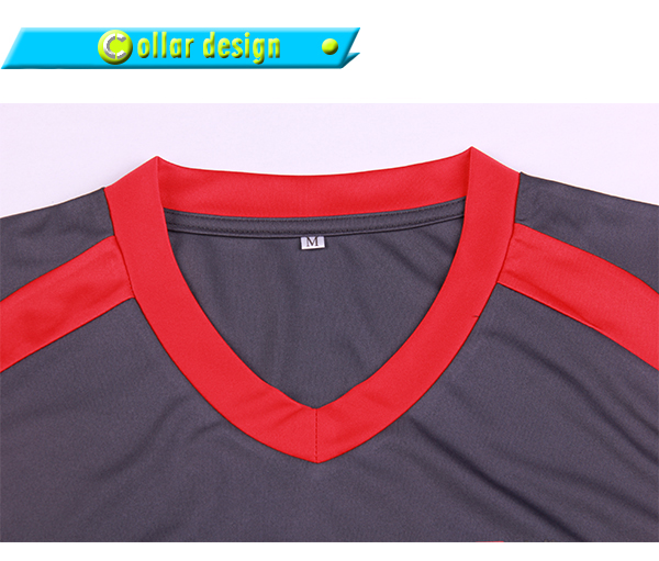 订制灰色全涤V领插肩印花T恤男短袖T恤衫运动服定做