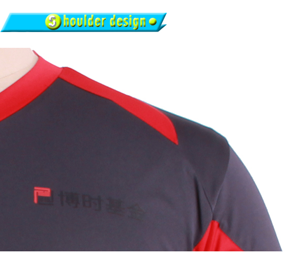 订制灰色全涤V领插肩印花T恤男短袖T恤衫运动服定做