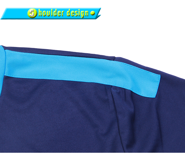 订制深蓝色全涤V领异色领印花T恤男短袖T恤衫运动服