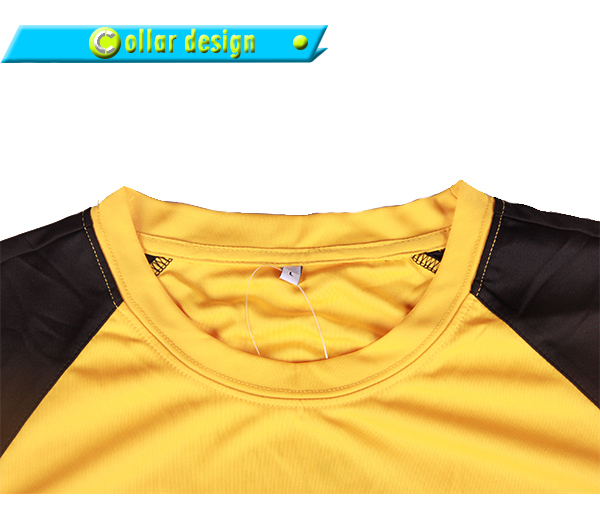 订制黄色全涤插肩印花T恤男圆领短袖工作服定制