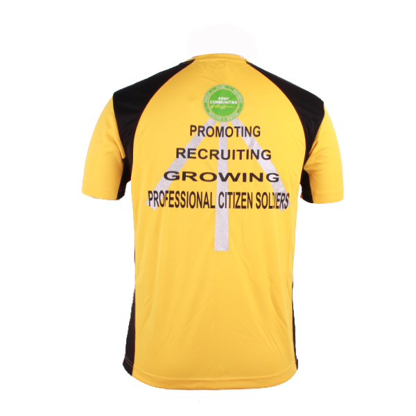 订制黄色全涤插肩印花T恤男圆领短袖工作服定制