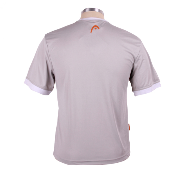 订制男士灰色全涤热升华T恤圆领短袖运动服定做