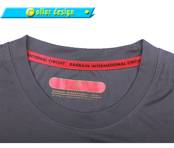 订制男士灰色全涤字母印花T恤圆领短袖运动服定做