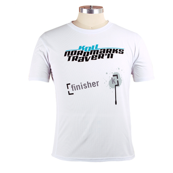 订制男士白色全涤印花T恤圆领短袖工作服定做