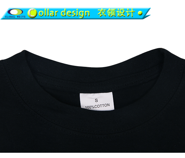 定做工作服黑色短袖纯棉女士圆领空白T恤衫订制